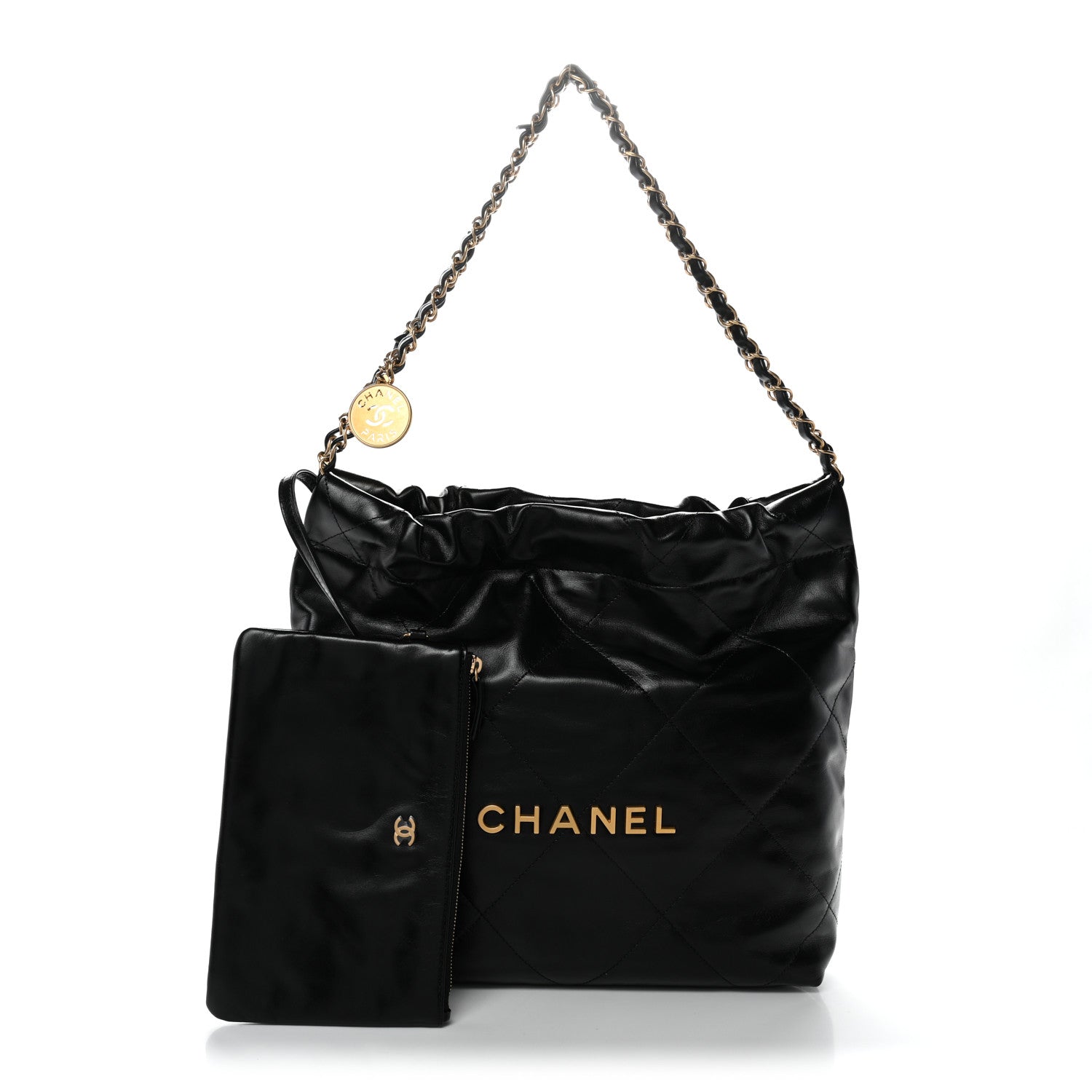 Chanel Shiny Calfskin Quilted Small Chanel 22 Black 1875292