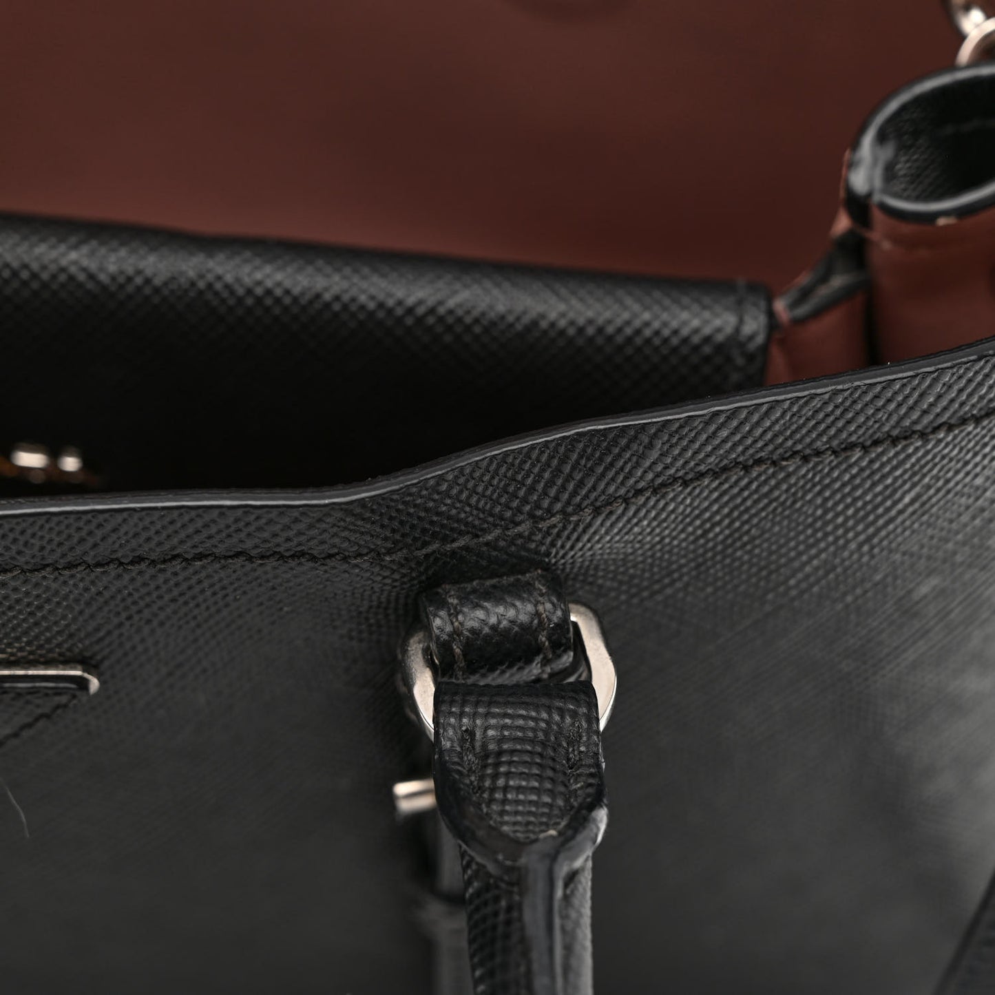 Saffiano Cuir Large Double Bag Black Mughetto
