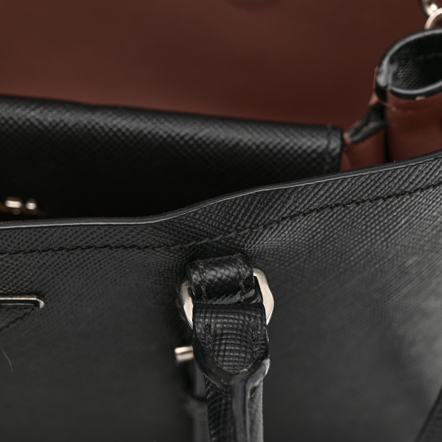 Prada Saffiano Cuir Large Double Bag Black Mughetto 16 of 17