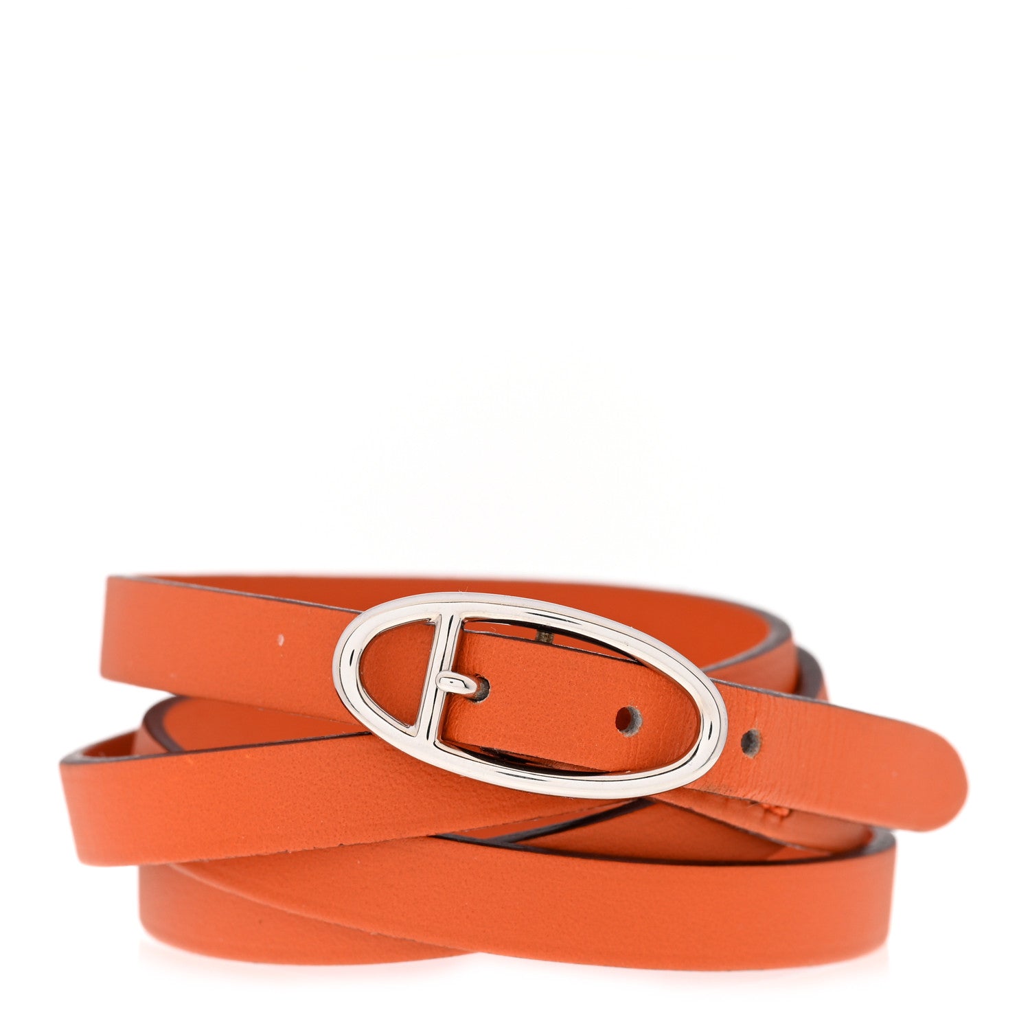 Hermes Chamonix Hapi 3MM Triple Tour Wrap Bracelet Orange 1 of 5