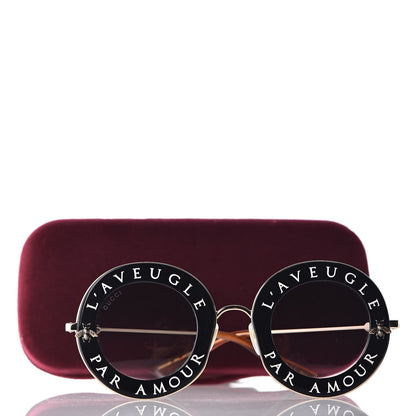 Gucci Metal L'Aveugle Par Amour Round Frame Sunglasses GG0113S Black 8 of 8