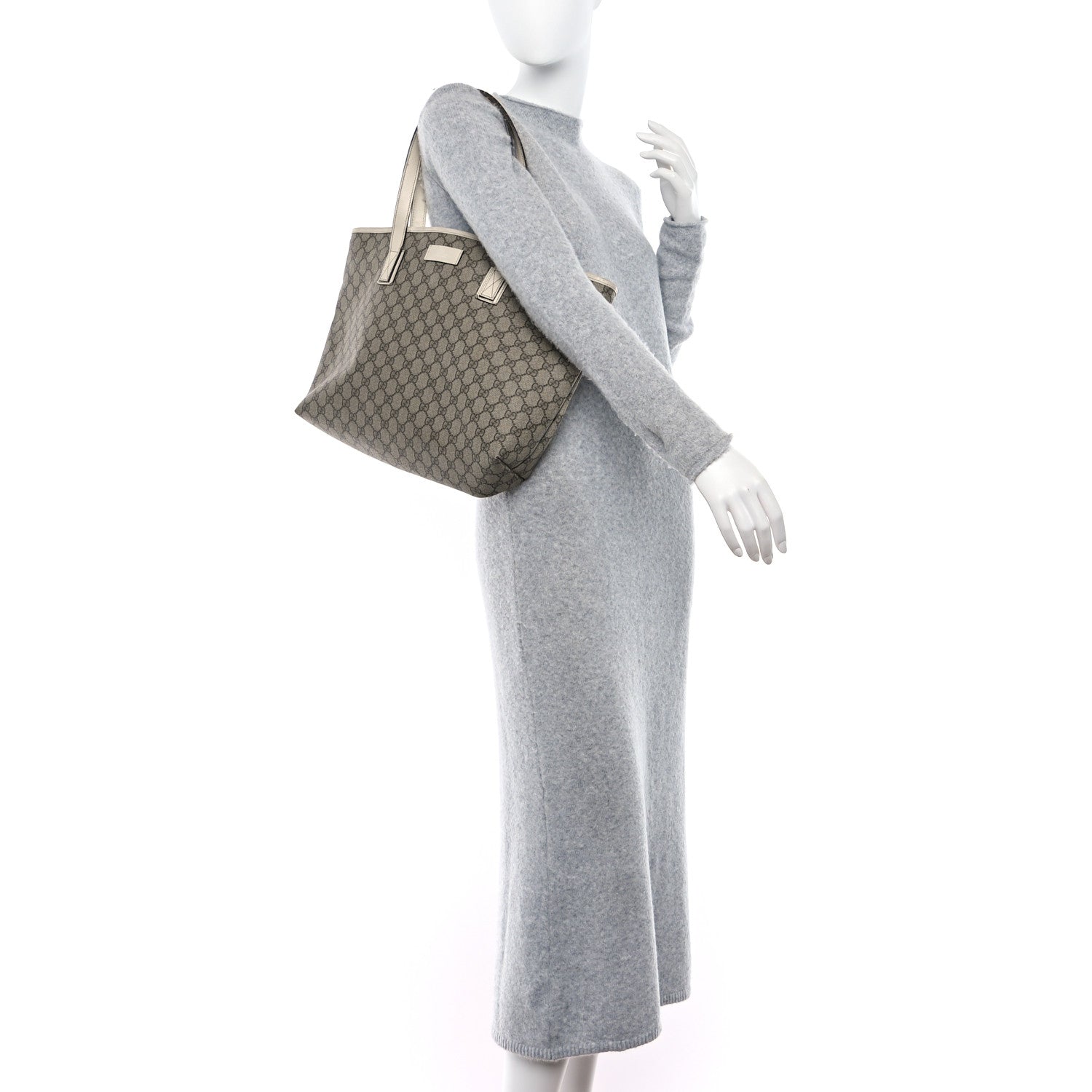 Gucci GG Supreme Monogram Medium Zippered Shopping Tote Off White 2 of 15