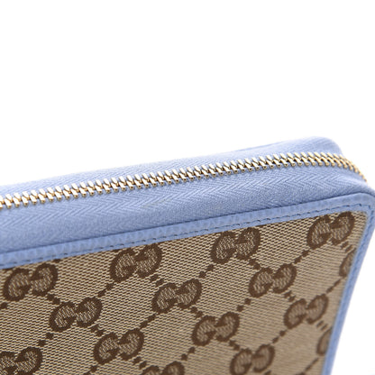 Gucci Monogram Dollar Calfskin Zip Around Compact Wallet Beige Ebony Mineral Blue 6 of 8