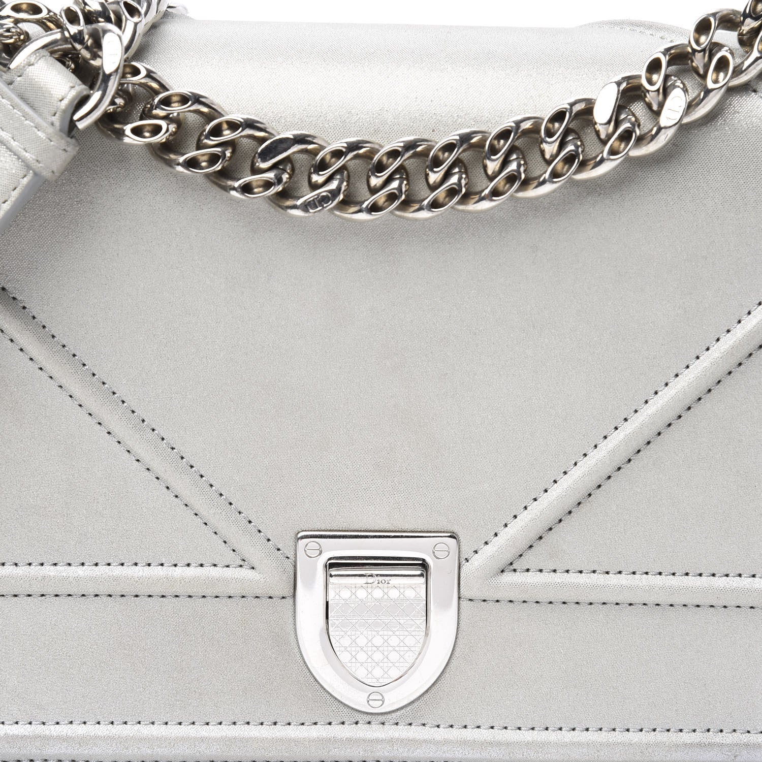 Christian Dior Metallic Patent Micro-Cannage Small Diorama Flap Bag Silver 9 of 10