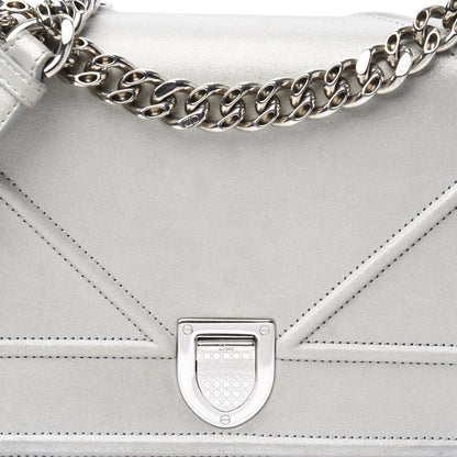 Christian Dior Metallic Patent Micro-Cannage Small Diorama Flap Bag Silver 9 of 10