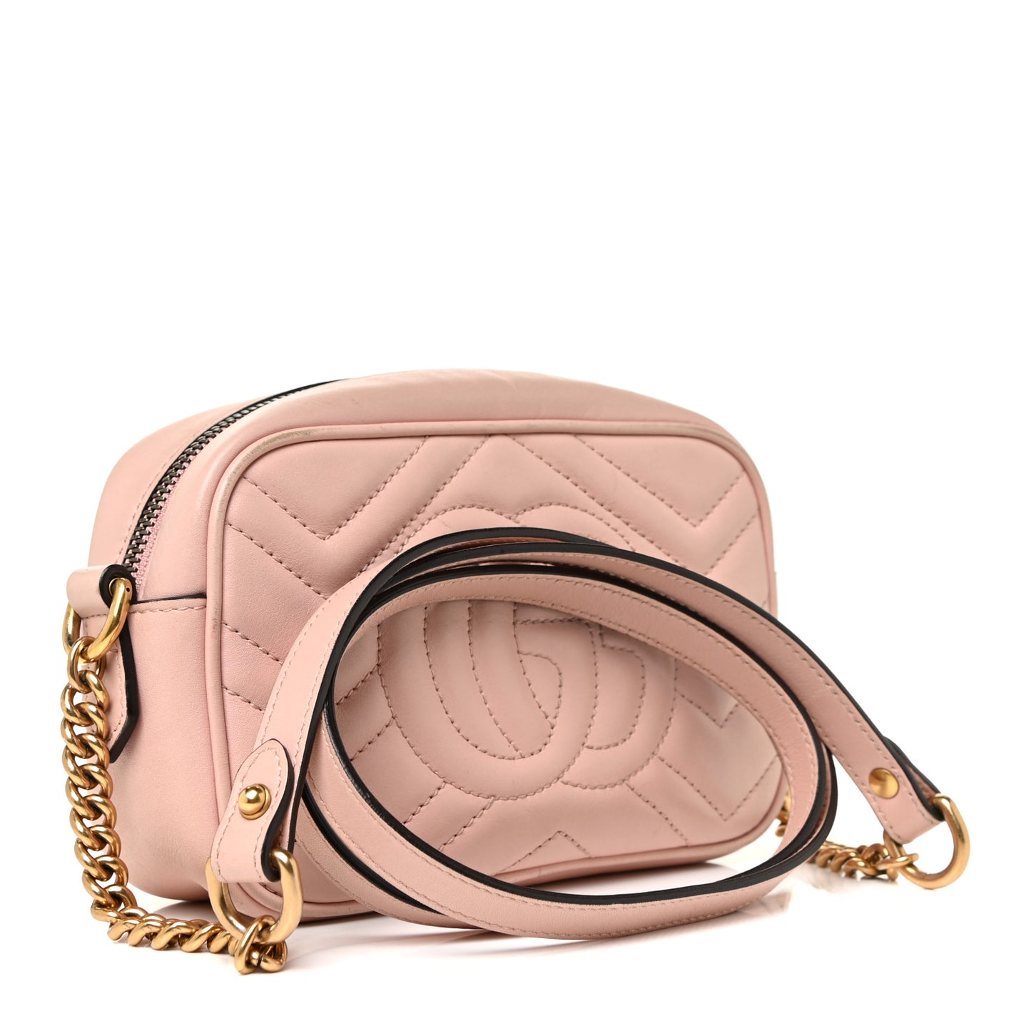Calfskin Matelasse Mini GG Marmont Chain Shoulder Bag Perfect Pink