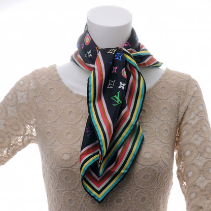 Louis Vuitton Silk Multicolor Eye Love Scarf Black 4 of 6