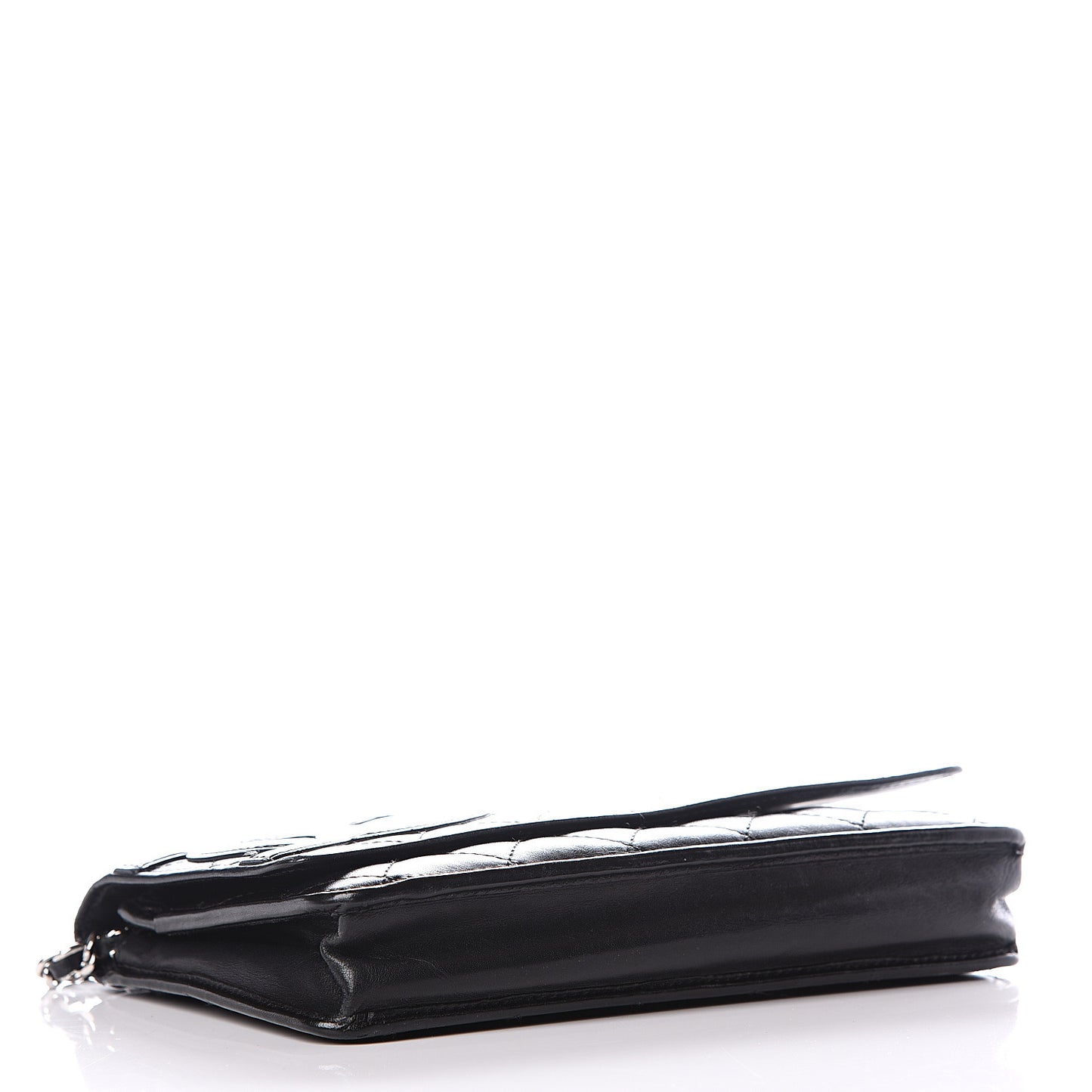 Calfskin Quilted Cambon Wallet On Chain WOC Black
