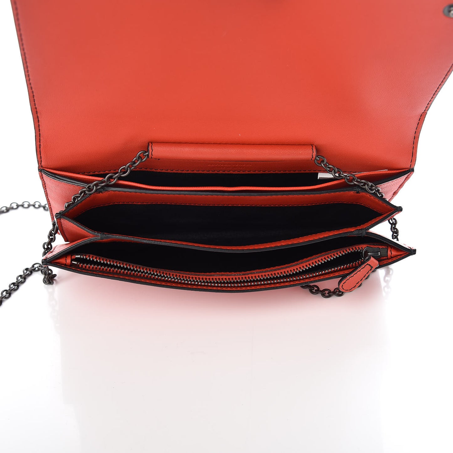 Embroidered Nappa Continental Wallet on Chain China Red