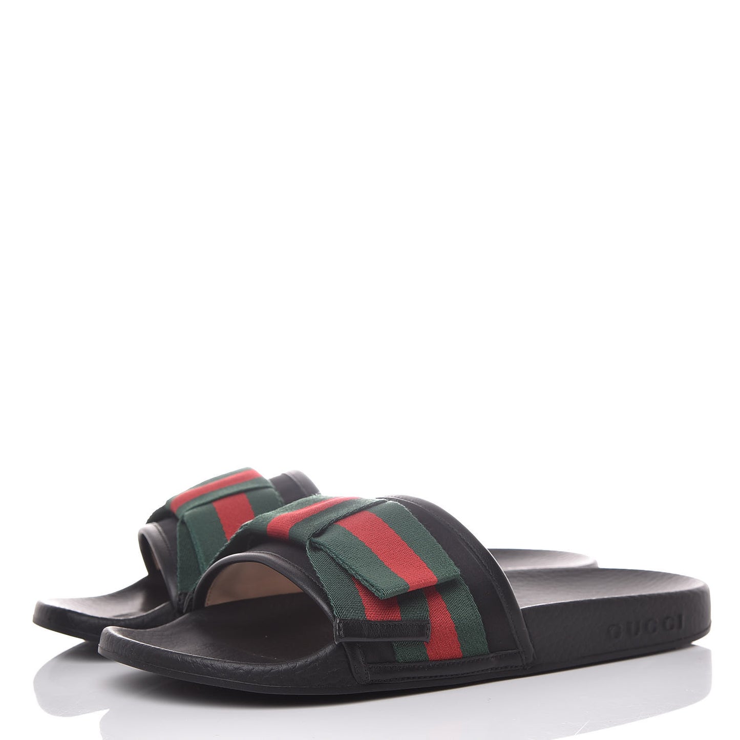Satin Web Bow Slide Sandals 39 Black