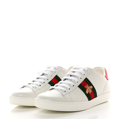 Gucci Calfskin Ayers Web Bee Embroidered Ace Sneakers 36.5 White 3 of 9