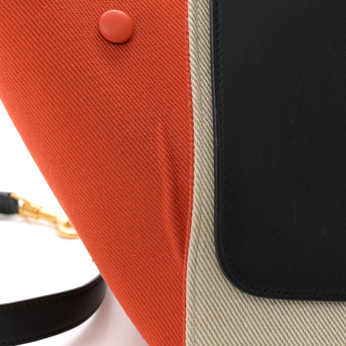 Smooth Calfskin Linen Small Tri-Color Trapeze Orange