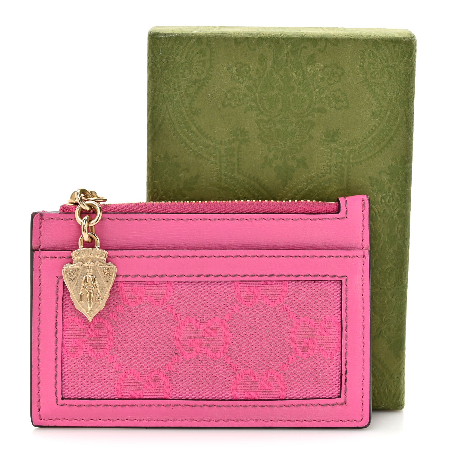 Gucci GG Monogram Scratch Lux Calfskin Luce Card Holder Wallet Blossom Rose Dark Blossom 11 of 11