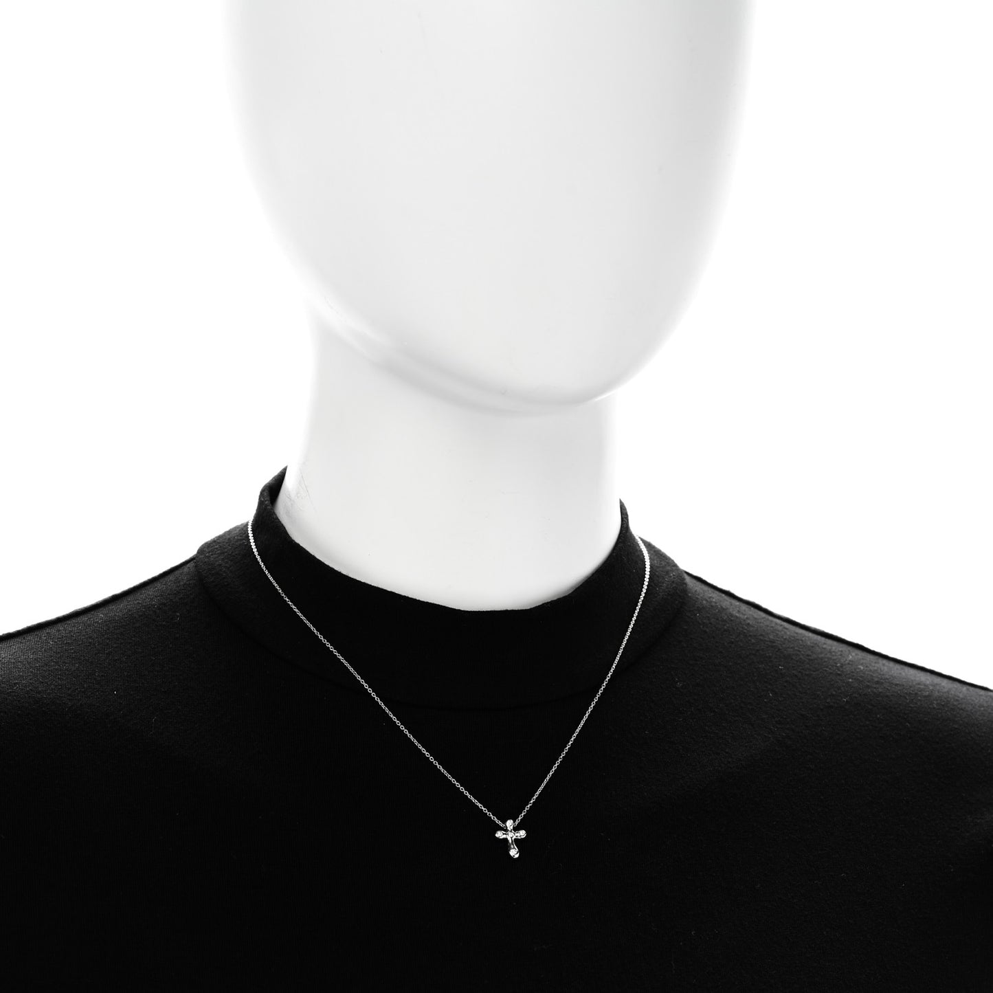 Platinum Diamond 9mm Elsa Peretti Cross Pendant Necklace