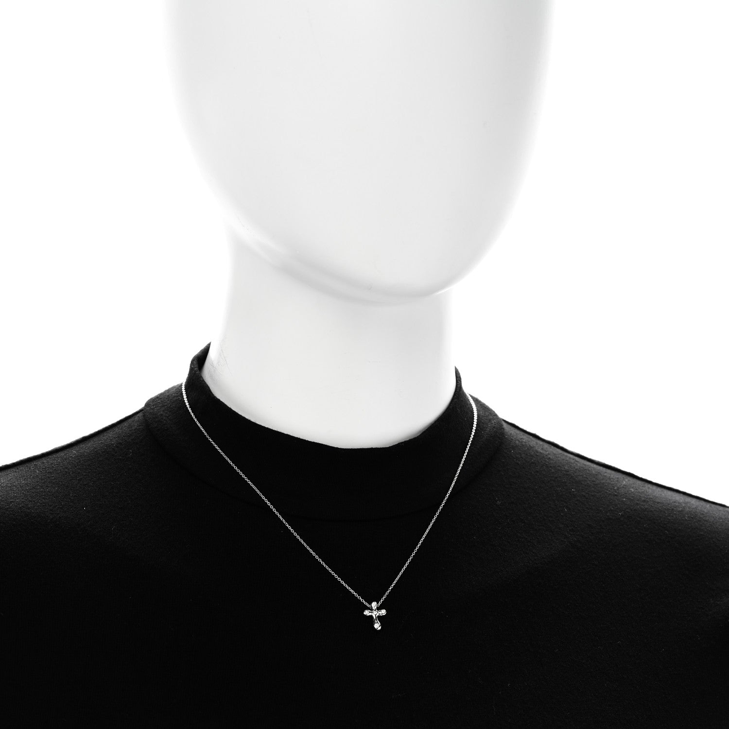 Tiffany Platinum Diamond 9mm Elsa Peretti Cross Pendant Necklace 2 of 5
