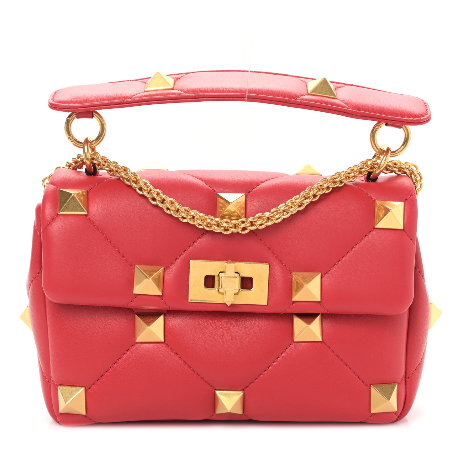 Nappa Medium Roman Stud Shoulder Bag Rouge Pur