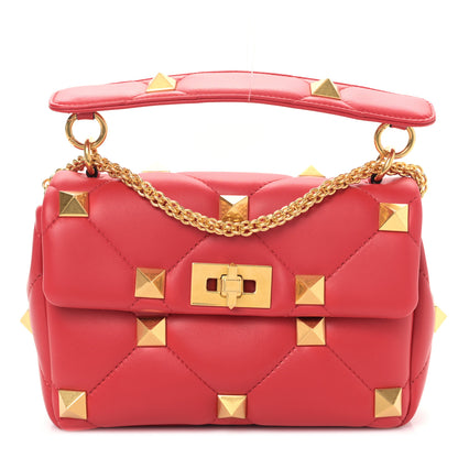 Valentino Garavani Nappa Medium Roman Stud Shoulder Bag Rouge Pur 1 of 8