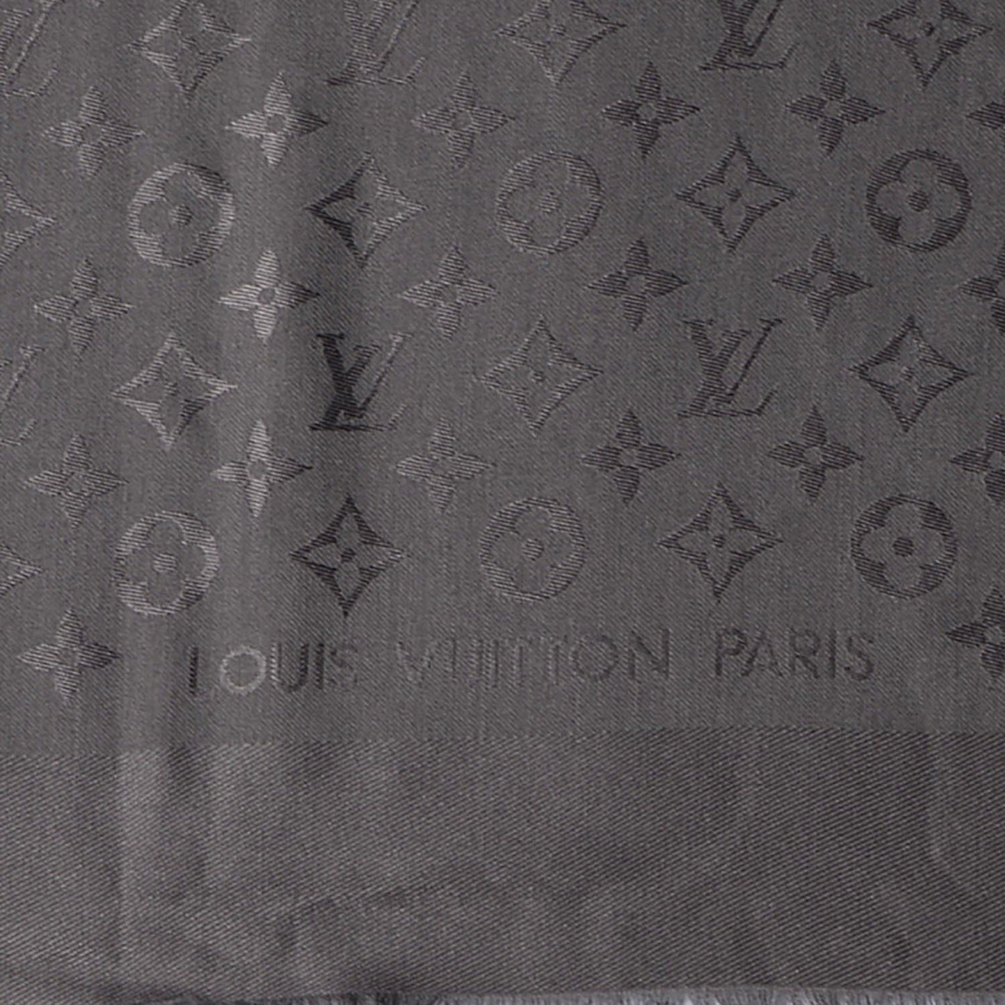 Silk Wool Monogram Shawl Anthracite