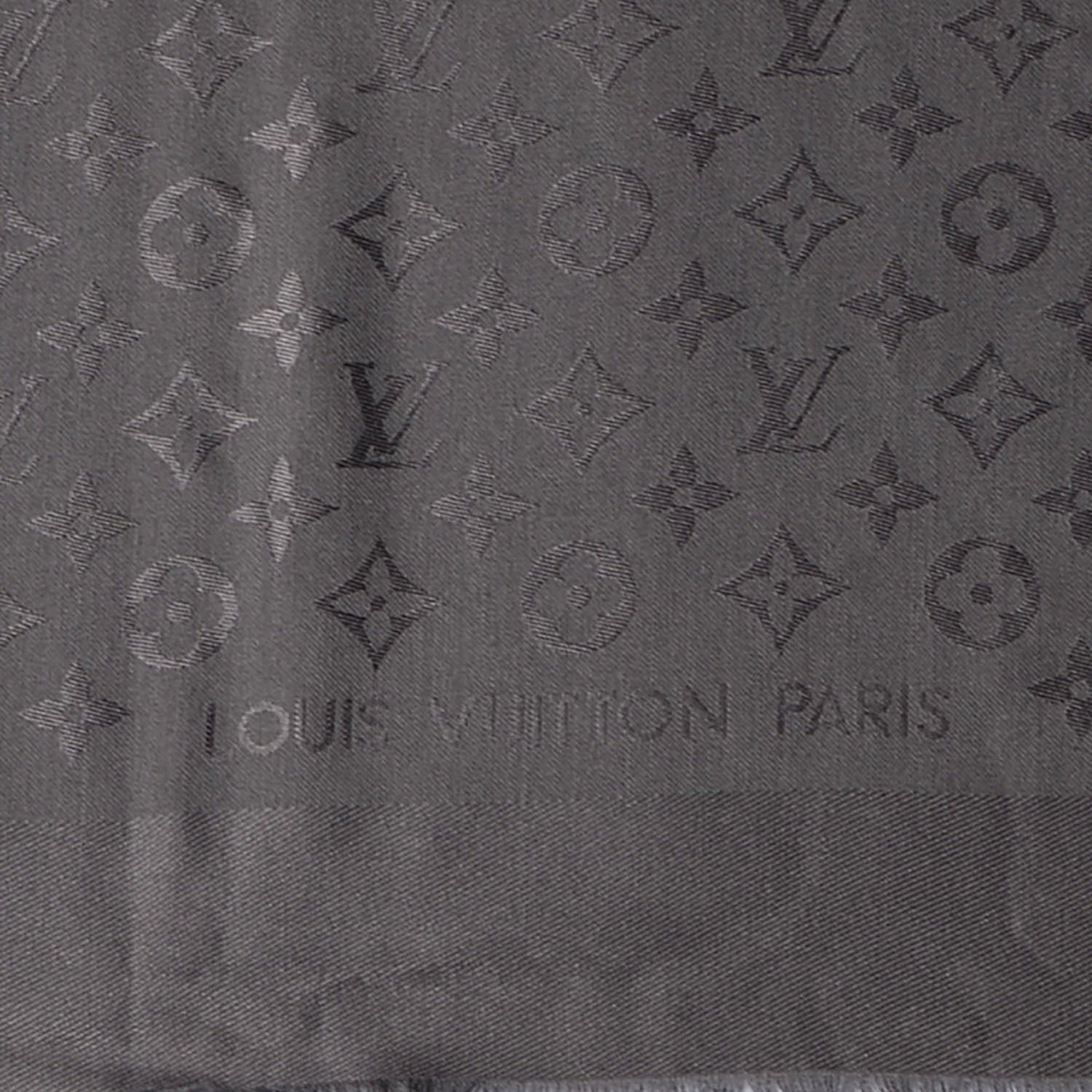 Louis Vuitton Silk Wool Monogram Shawl Anthracite 4 of 6