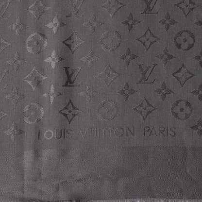 Louis Vuitton Silk Wool Monogram Shawl Anthracite 4 of 6