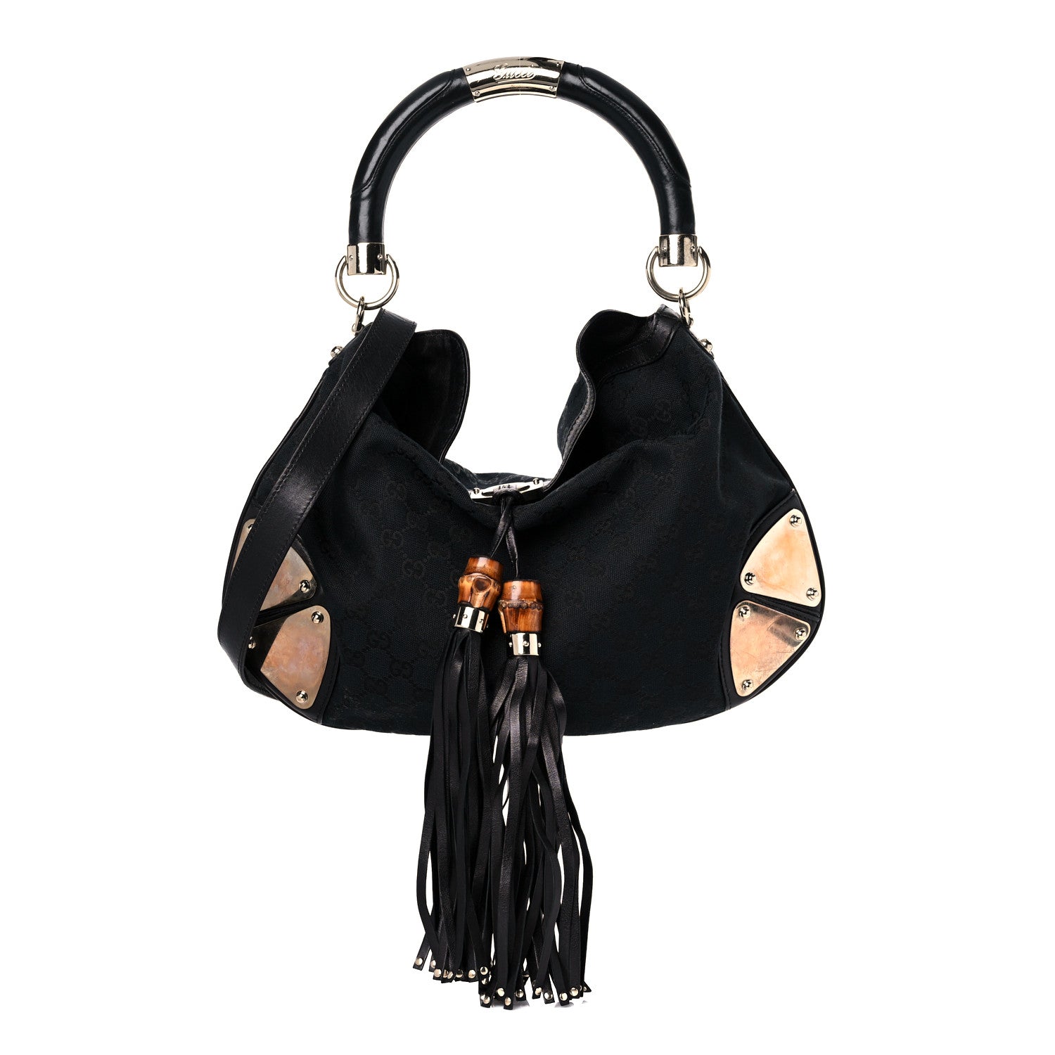 Gucci Monogram Medium Indy Top Handle Hobo Black 1 of 12