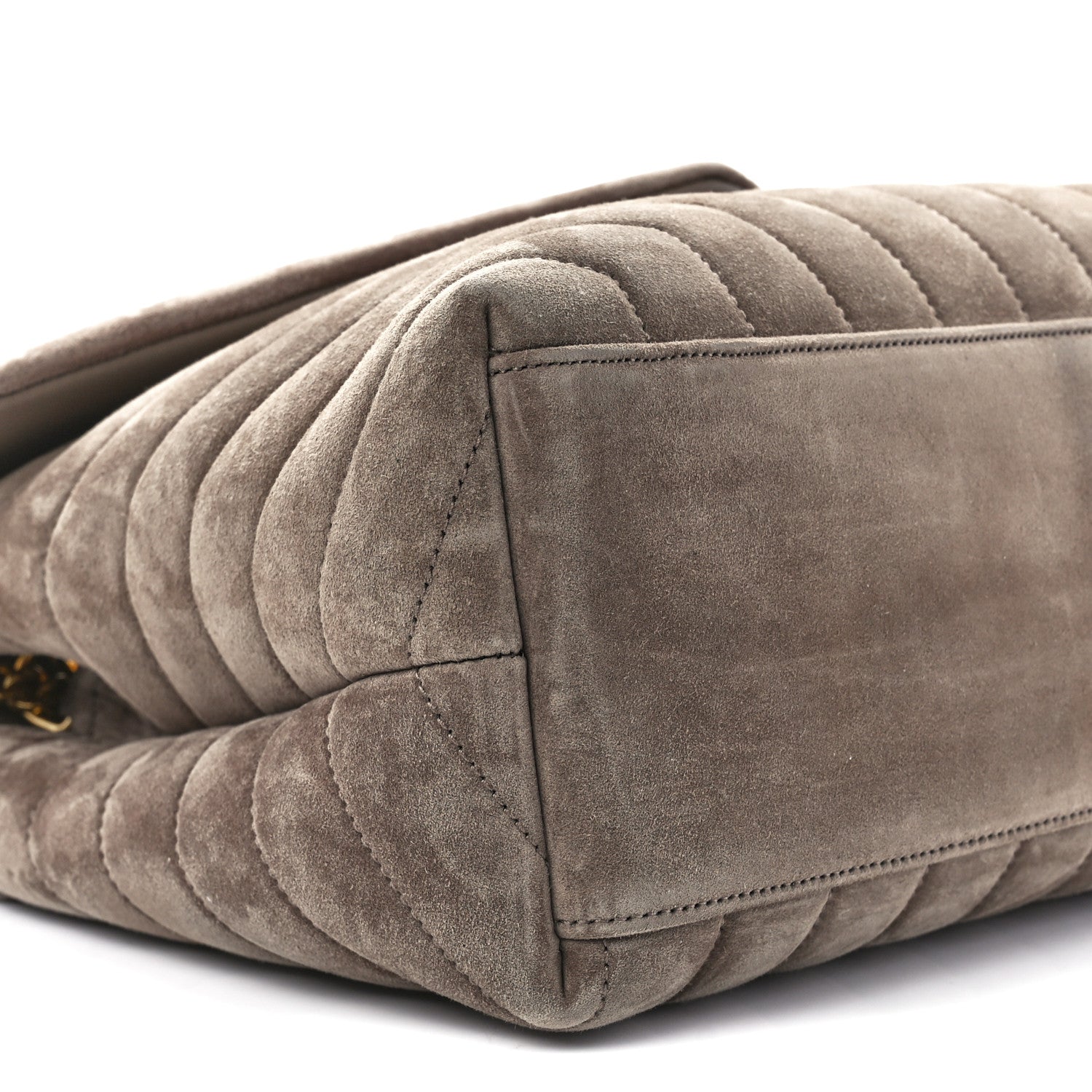 Saint Laurent Suede Y Quilted Monogram Medium Loulou Chain Satchel Taupe 11 of 12