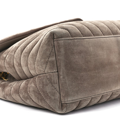 Saint Laurent Suede Y Quilted Monogram Medium Loulou Chain Satchel Taupe 11 of 12