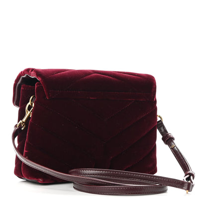 Saint Laurent Velvet Y Quilted Monogram Toy Loulou Crossbody Bag French Burgundy 3 of 10