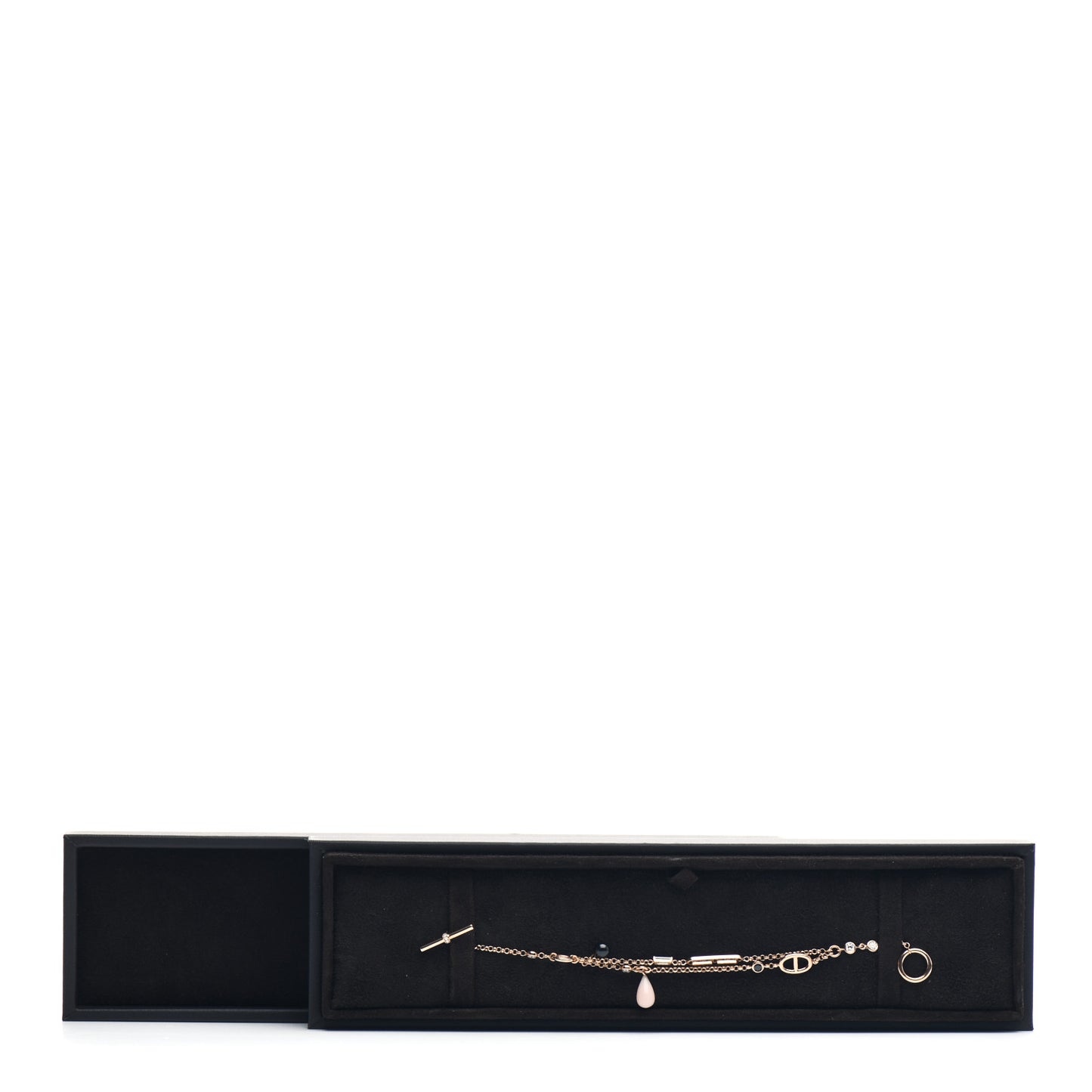 18K Rose Gold Diamond Pink Opal Onyx Black Spinel Chaos Bracelet SH
