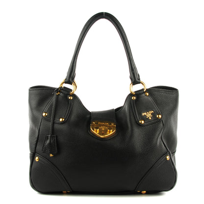 Prada Vitello Daino Pushlock Tote Black 1 of 9