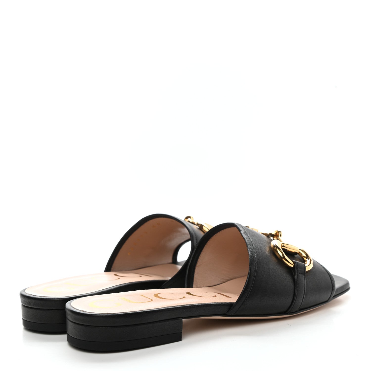 Gucci Nappa Horsebit Flat Slide Sandals 35 Black 4 of 9
