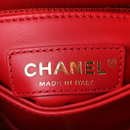 Chanel Caviar Quilted Lizard Embossed Extra Mini Coco Handle Flap Red 7 of 11