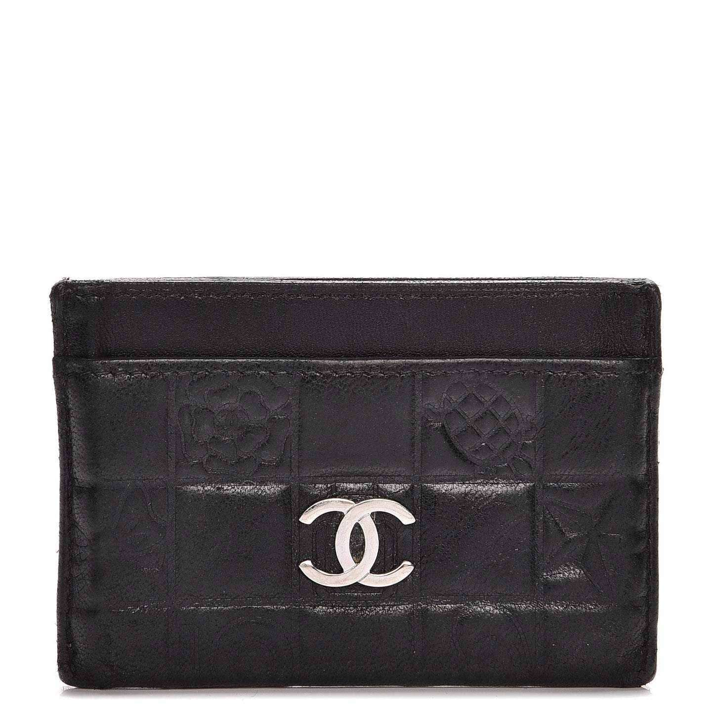 Lambskin Quilted Precious Symbols Card Holder Black