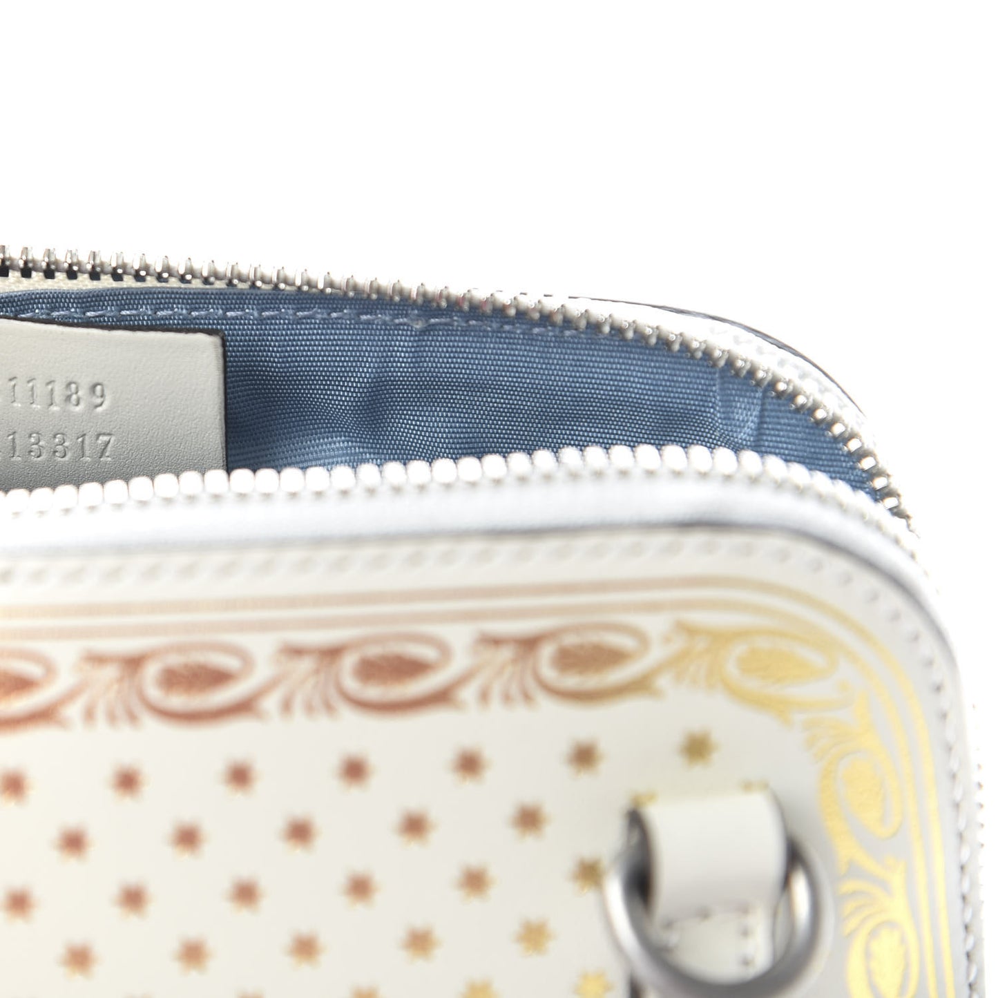 X SEGA Calfskin GUCCY Stars Mini Dome Shoulder Bag Mystic White Gold
