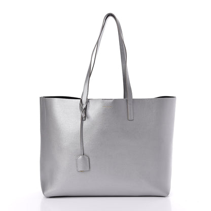 Saint Laurent Metallic Calfskin Large Shopping Tote Silver 3 of 11