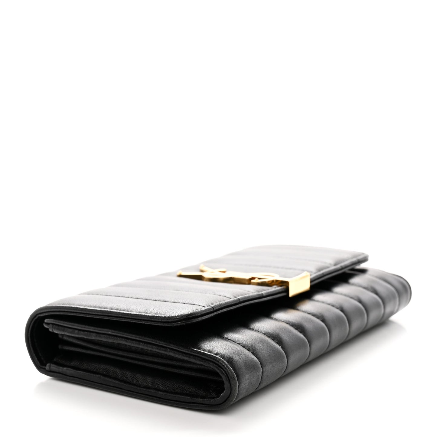 Lambskin Matelasse Monogram Large Vicky Continental Wallet Black