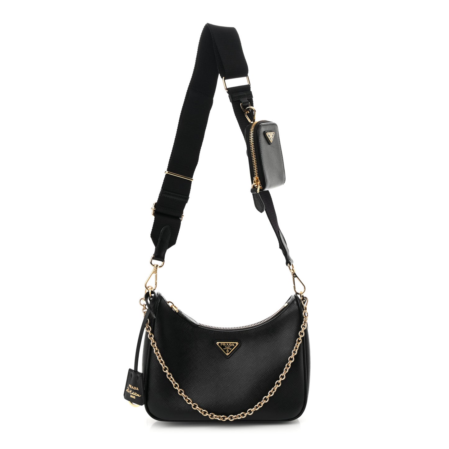 Saffiano Lux Re-Edition 2005 Shoulder Bag Black