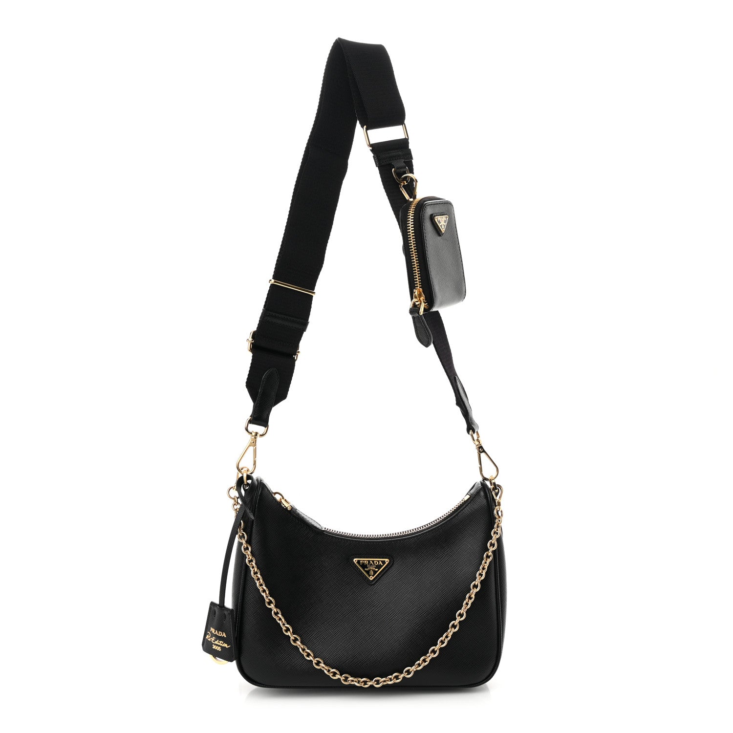 Prada Saffiano Lux Re-Edition 2005 Shoulder Bag Black 1 of 9