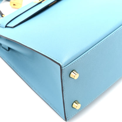 Hermes Madame Calfskin Kelly Sellier 25 Bleu Du Nord 10 of 13
