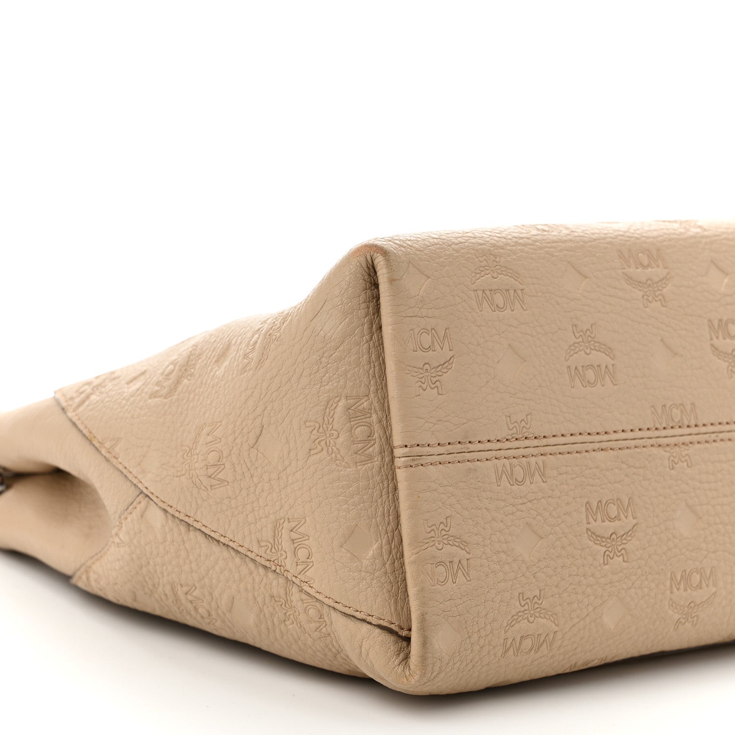 MCM Calfskin Ottomar Monogram Klara Medium Hobo Beige 1662577