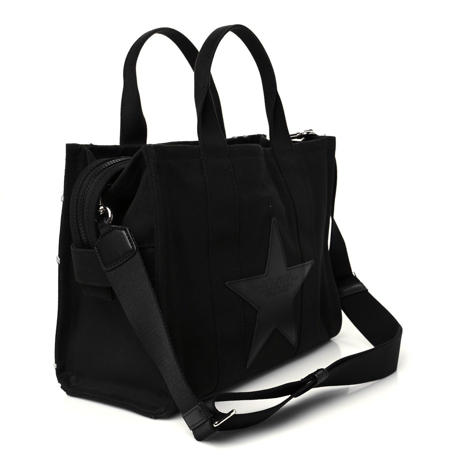 Marc Jacobs Canvas Embroidered Medium The Star Tote Bag Black 3 of 11