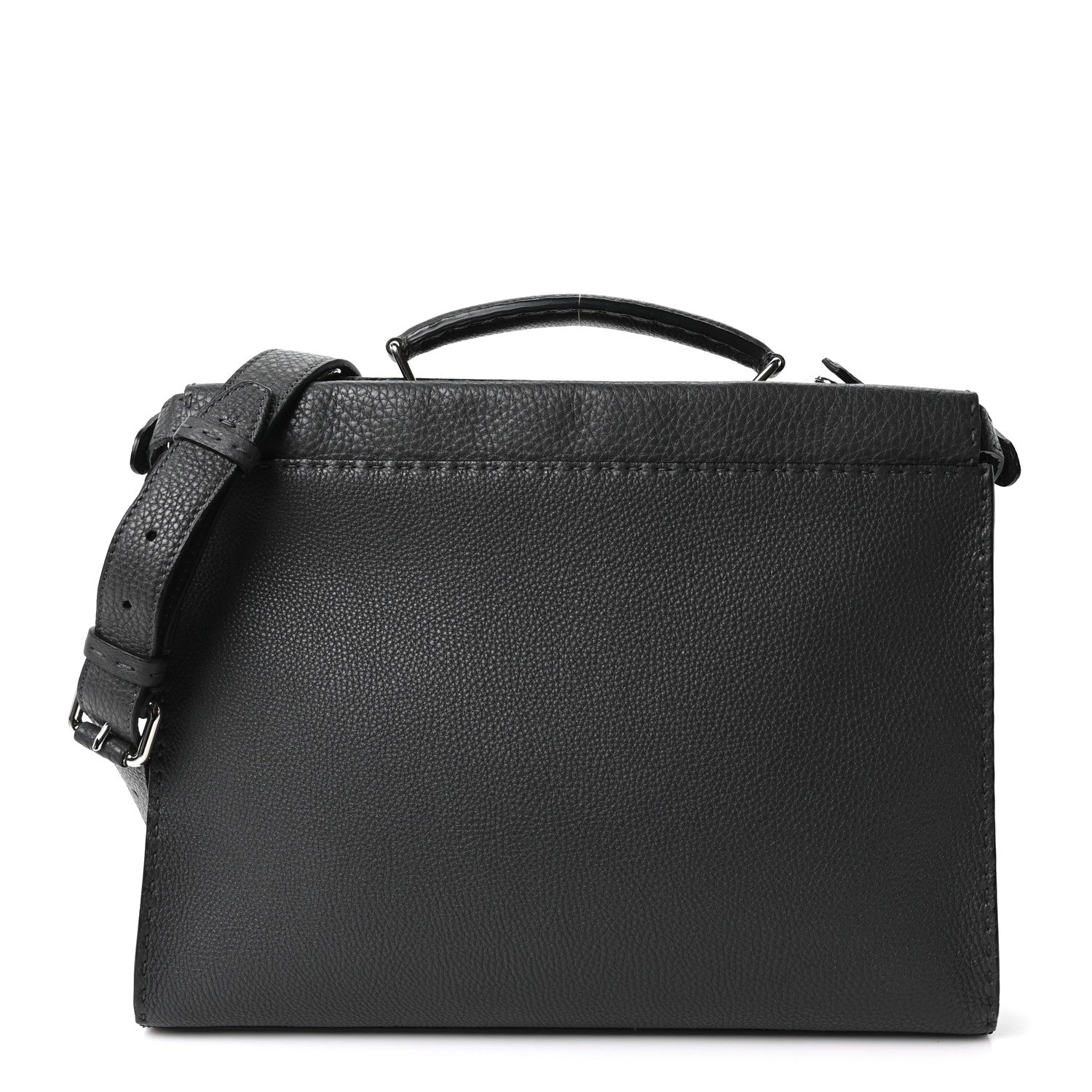 Fendi Cuoio Romano Selleria Bi-Color Large Peekaboo Iconic Fit Satchel Asfalto Lavagna 1 of 8