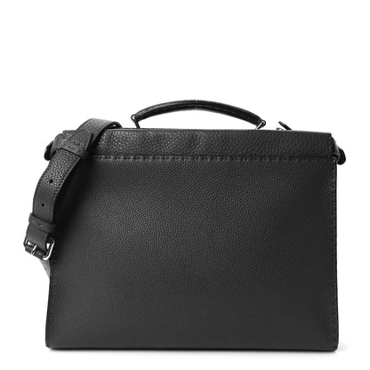 Fendi Cuoio Romano Selleria Bi-Color Large Peekaboo Iconic Fit Satchel Asfalto Lavagna 1 of 8