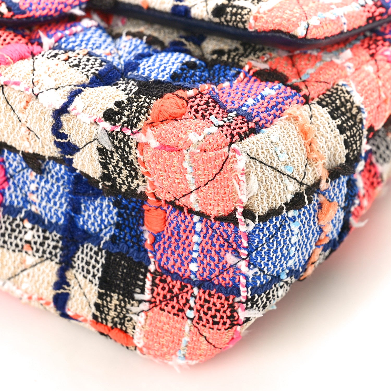 Chanel Tweed Quilted Mini Rectangular Flap Blue Orange Yellow 9 of 9