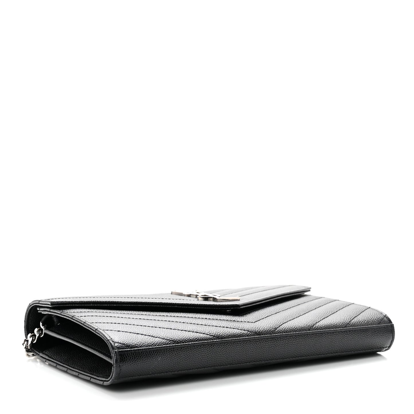 Grain De Poudre Matelasse Chevron Monogram Chain Wallet Black