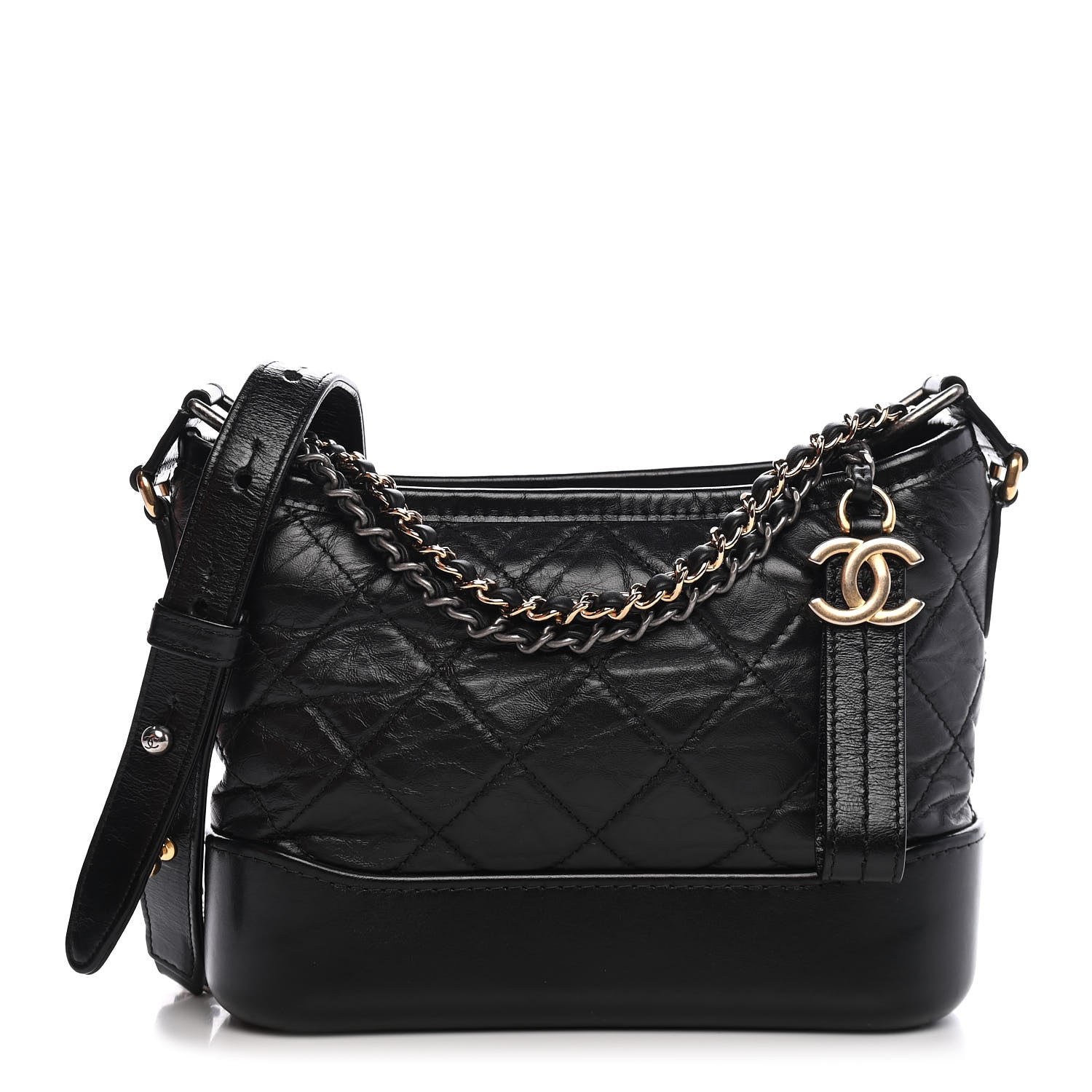 Chanel Aged Calfskin Quilted Small Gabrielle Hobo Black 1 of 9