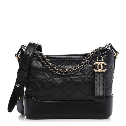 Chanel Aged Calfskin Quilted Small Gabrielle Hobo Black 1 of 9