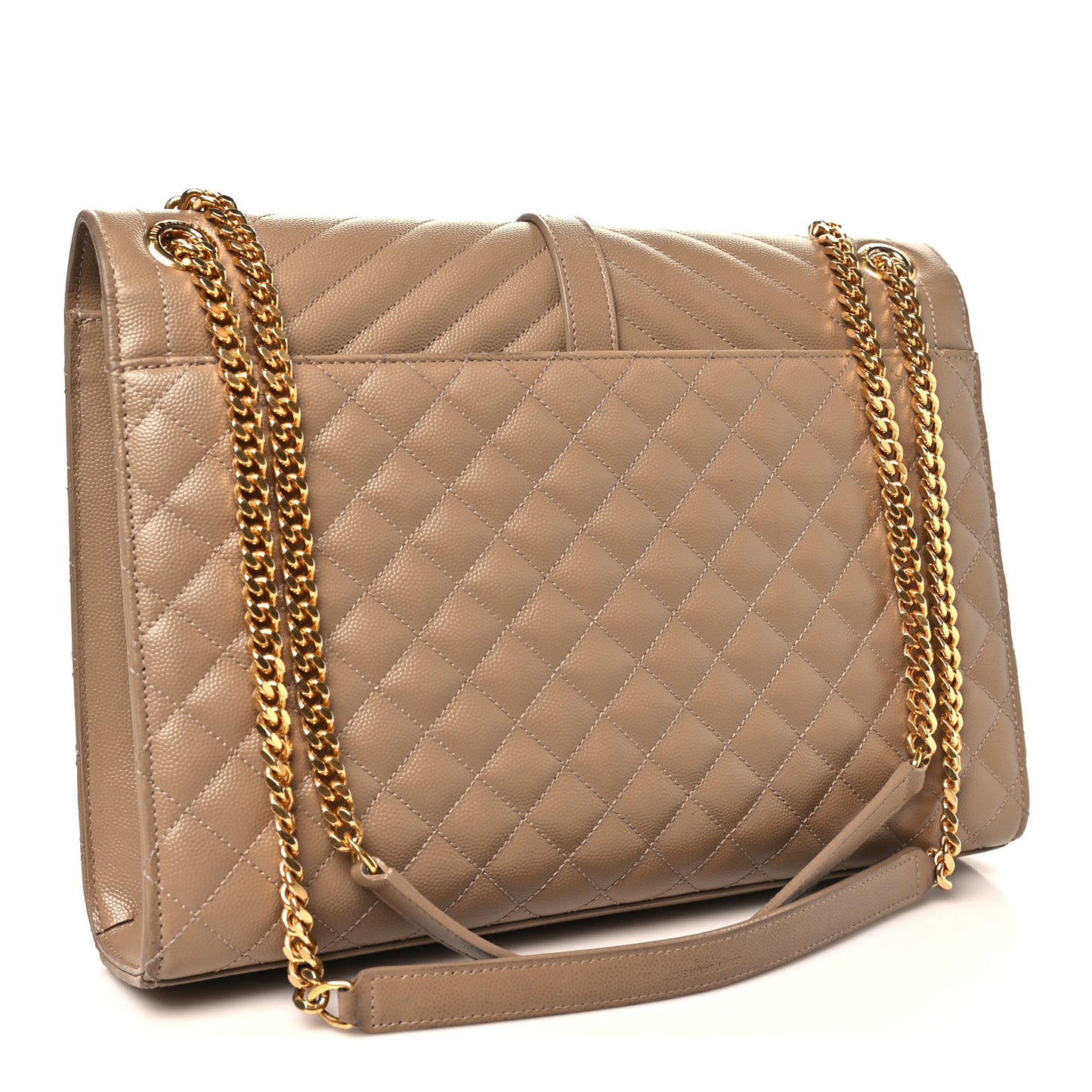 Grain De Poudre Mixed Matelasse Large Triquilt Monogram Satchel Dark Beige
