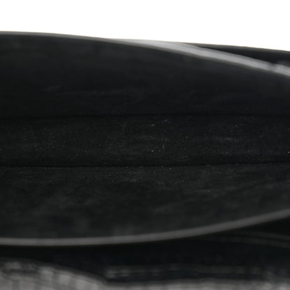 Saint Laurent Calfskin Crocodile Embossed Medium Monogram Sunset Black 5 of 12