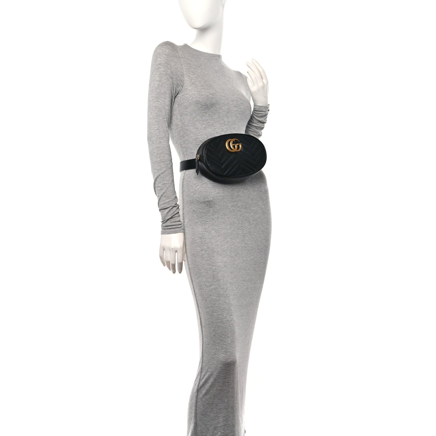 Gucci Calfskin Matelasse GG Marmont Belt Bag 95 38 Black 2 of 11